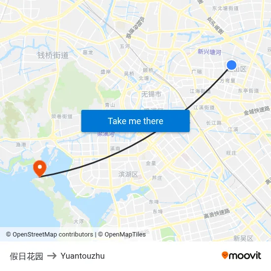 Holiday Garden to Yuantouzhu map