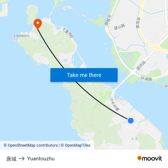 Tang City to Yuantouzhu map
