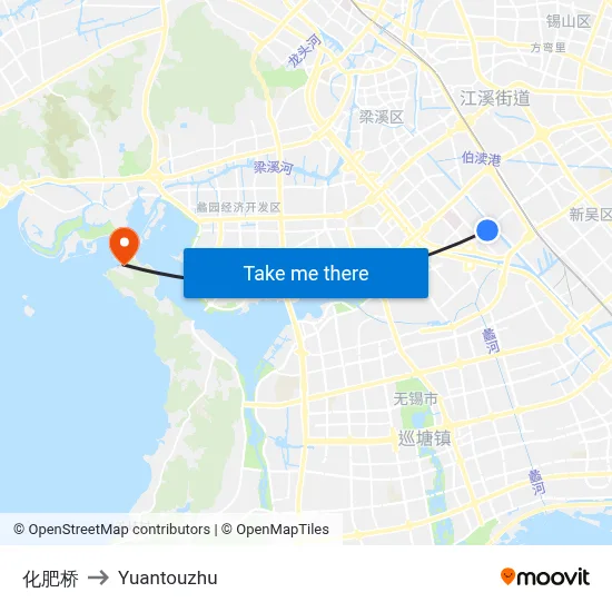 化肥桥 to Yuantouzhu map