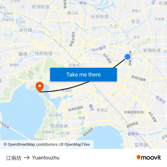 Jiangnan Fang to Yuantouzhu map