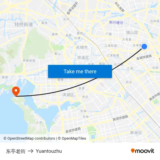 Dongting Old Street to Yuantouzhu map