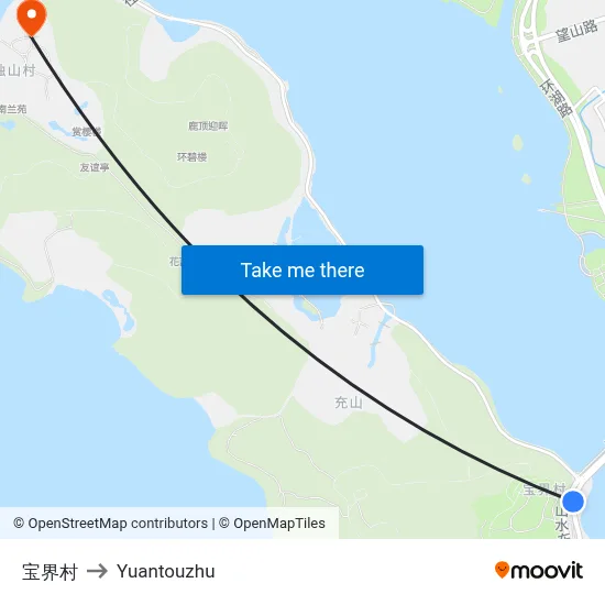 宝界村 to Yuantouzhu map