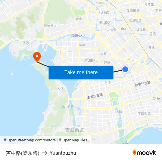 Luzhong Road (Liangdong Road) to Yuantouzhu map