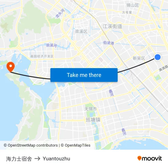 Hynix Dormitory to Yuantouzhu map
