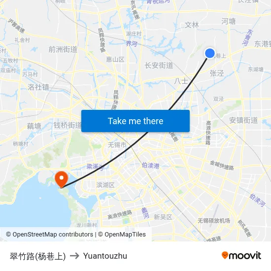 Cuizhu Road (Yang Xiang Shang) to Yuantouzhu map