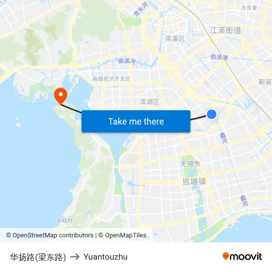华扬路(梁东路) to Yuantouzhu map