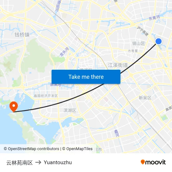 Yunlin South Garden to Yuantouzhu map