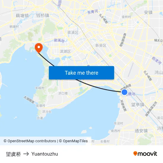 望虞桥 to Yuantouzhu map