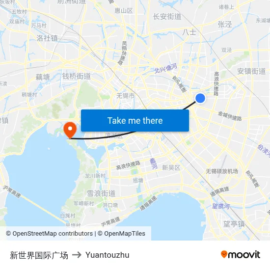 New World International Plaza to Yuantouzhu map