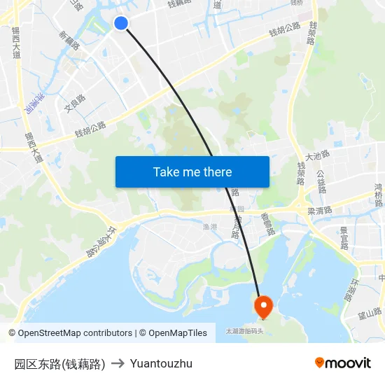 Park East Road (Qian'ou Road) to Yuantouzhu map