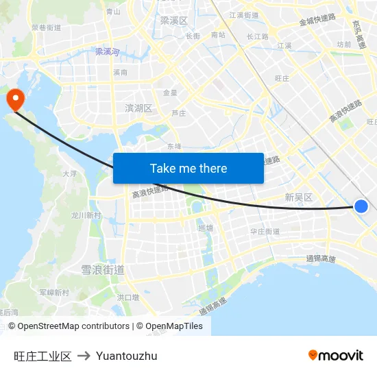 Wangzhuang Industrial Zone to Yuantouzhu map
