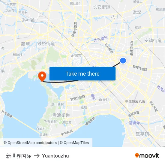 New World International to Yuantouzhu map