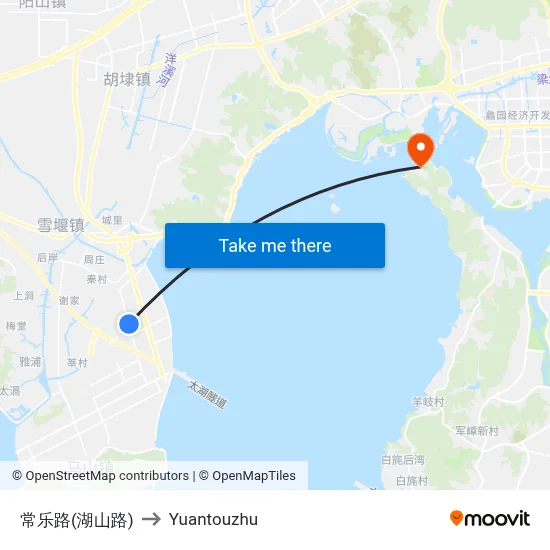 Changle Road (Hushan Road) to Yuantouzhu map