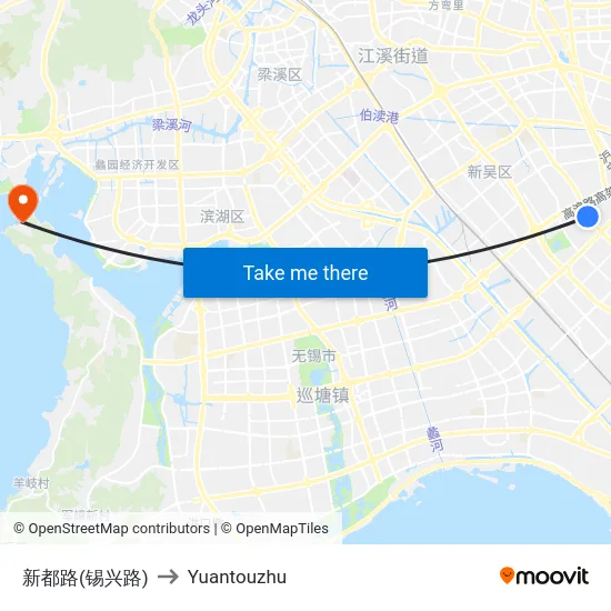 新都路(锡兴路) to Yuantouzhu map