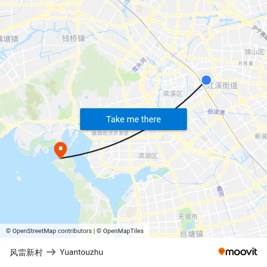风雷新村 to Yuantouzhu map