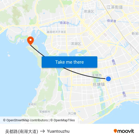 吴都路(南湖大道) to Yuantouzhu map