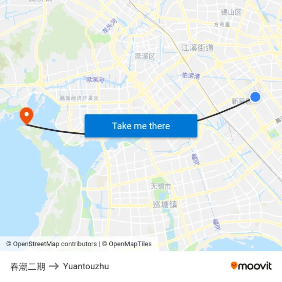 春潮二期 to Yuantouzhu map
