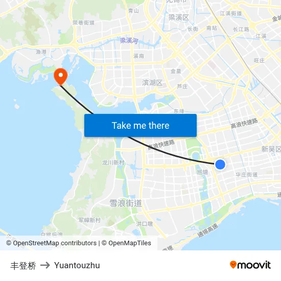 Fengdeng Bridge to Yuantouzhu map