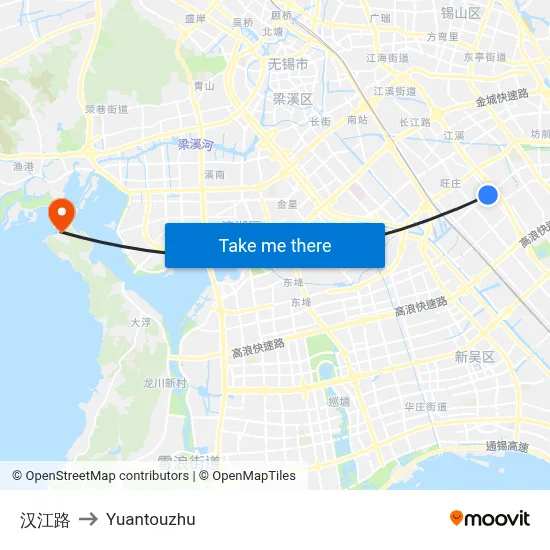 Hanjiang Road to Yuantouzhu map
