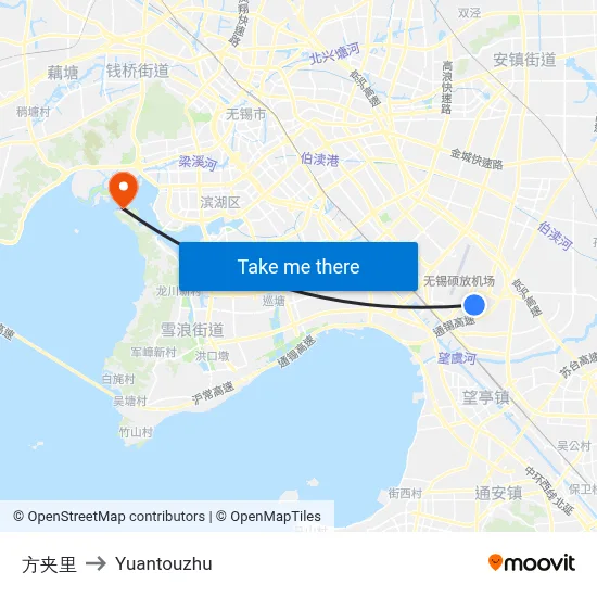 Fangjiali to Yuantouzhu map