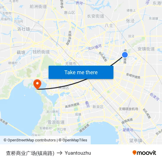 Qiaqiao Commercial Plaza (Zennan Road) to Yuantouzhu map