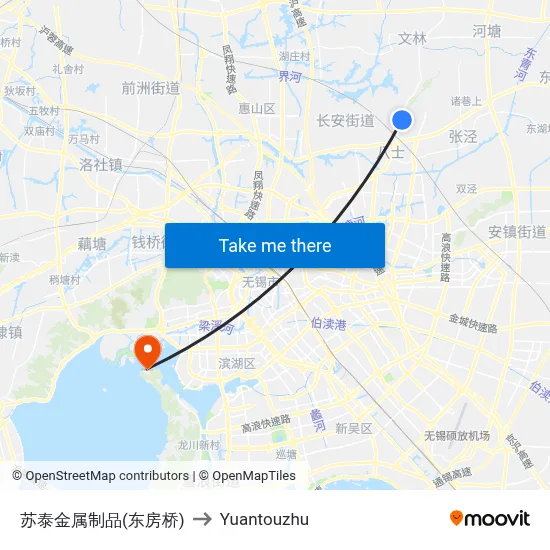 Sutai Metal Products (Dongfang Bridge) to Yuantouzhu map
