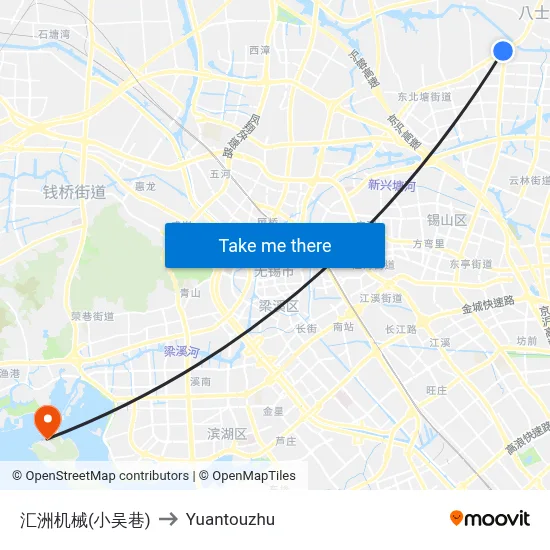 Huizhou Machinery (Xiao Wu Alley) to Yuantouzhu map