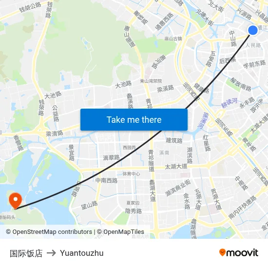 International Hotel to Yuantouzhu map