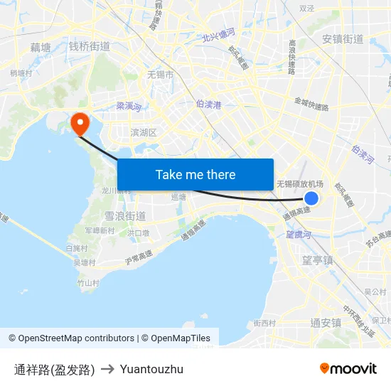 Tongxiang Road (Yingfa Road) to Yuantouzhu map