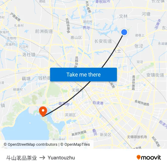 Doushan Tea Company to Yuantouzhu map