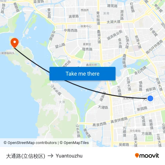 Datong Road (Lixin Campus) to Yuantouzhu map