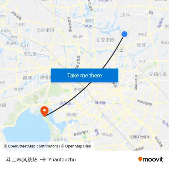 Doushan Chunfeng Tea Garden to Yuantouzhu map