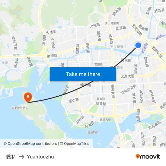 Liqiao to Yuantouzhu map