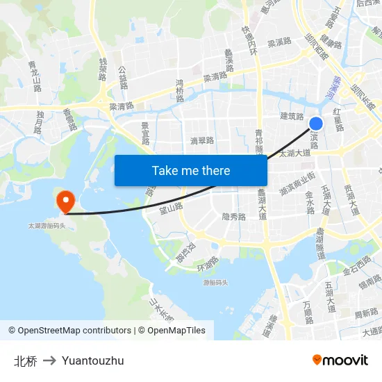 North Bridge to Yuantouzhu map