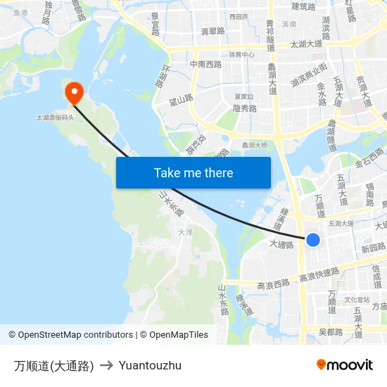 Wanshun Road (Datong Road) to Yuantouzhu map