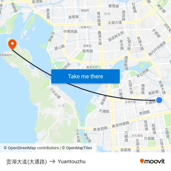 Gonghu Avenue (Datong Road) to Yuantouzhu map