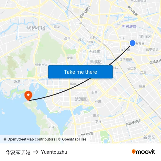 Huaxia Furniture Port to Yuantouzhu map