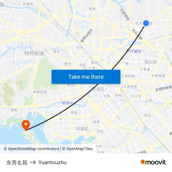 Dongfang Ming Yuan to Yuantouzhu map