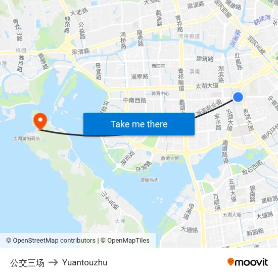 Transit Depot 3 to Yuantouzhu map