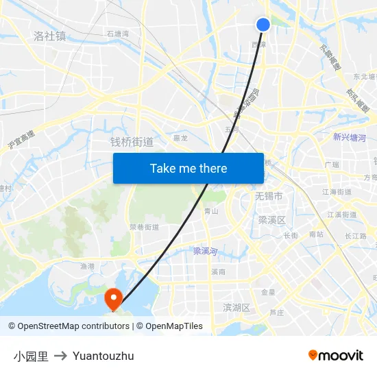 Xiaoyuan Li to Yuantouzhu map