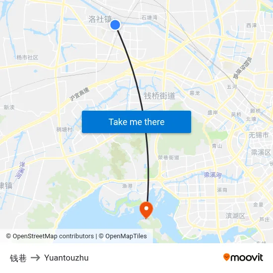 Qian Lane to Yuantouzhu map