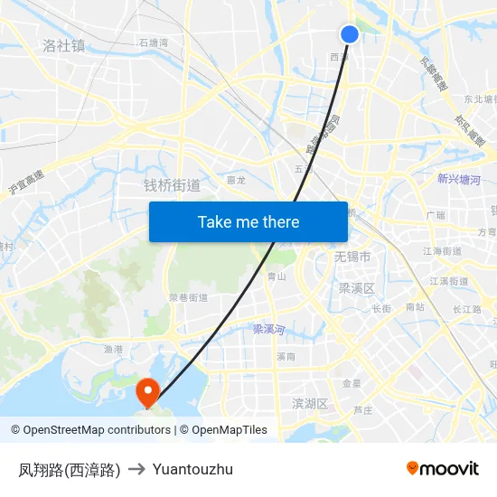 Fengxiang Road (Xizhang Road) to Yuantouzhu map