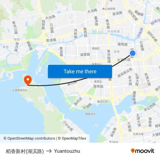 Diaoxiang New Village (Hubin Road) to Yuantouzhu map