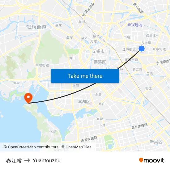 Chun Jiang Bridge to Yuantouzhu map