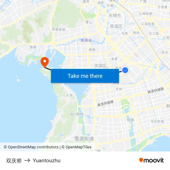 Shuangqing Bridge to Yuantouzhu map