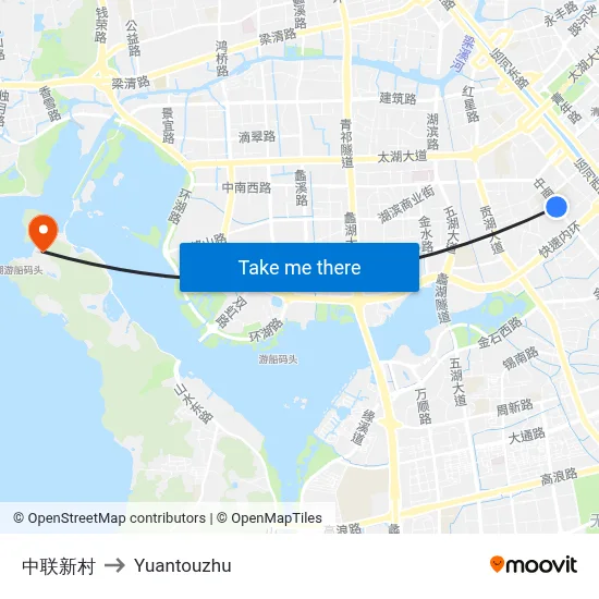 中联新村 to Yuantouzhu map