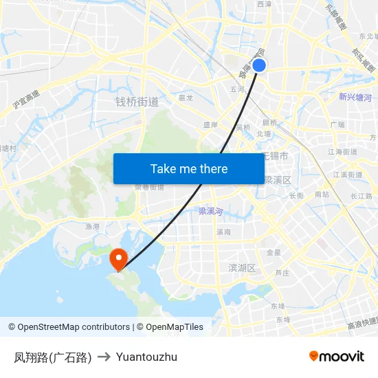 Fengxiang Road (Guangshi Road) to Yuantouzhu map
