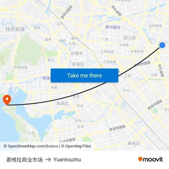 Saiwella Market to Yuantouzhu map