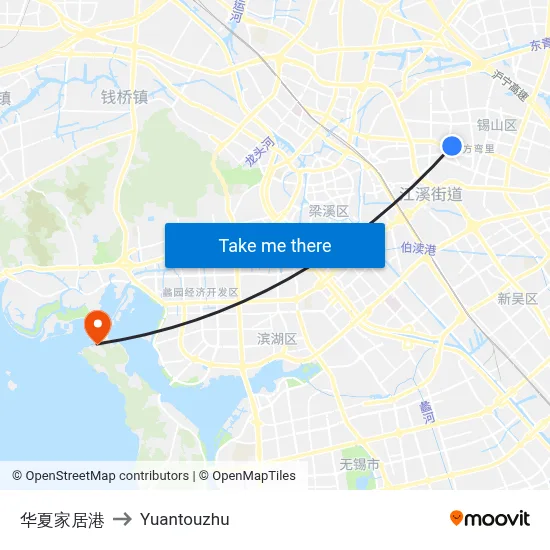 华夏家居港 to Yuantouzhu map