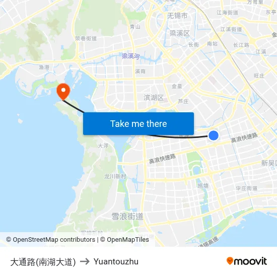 Datong Road (Nanhu Avenue) to Yuantouzhu map